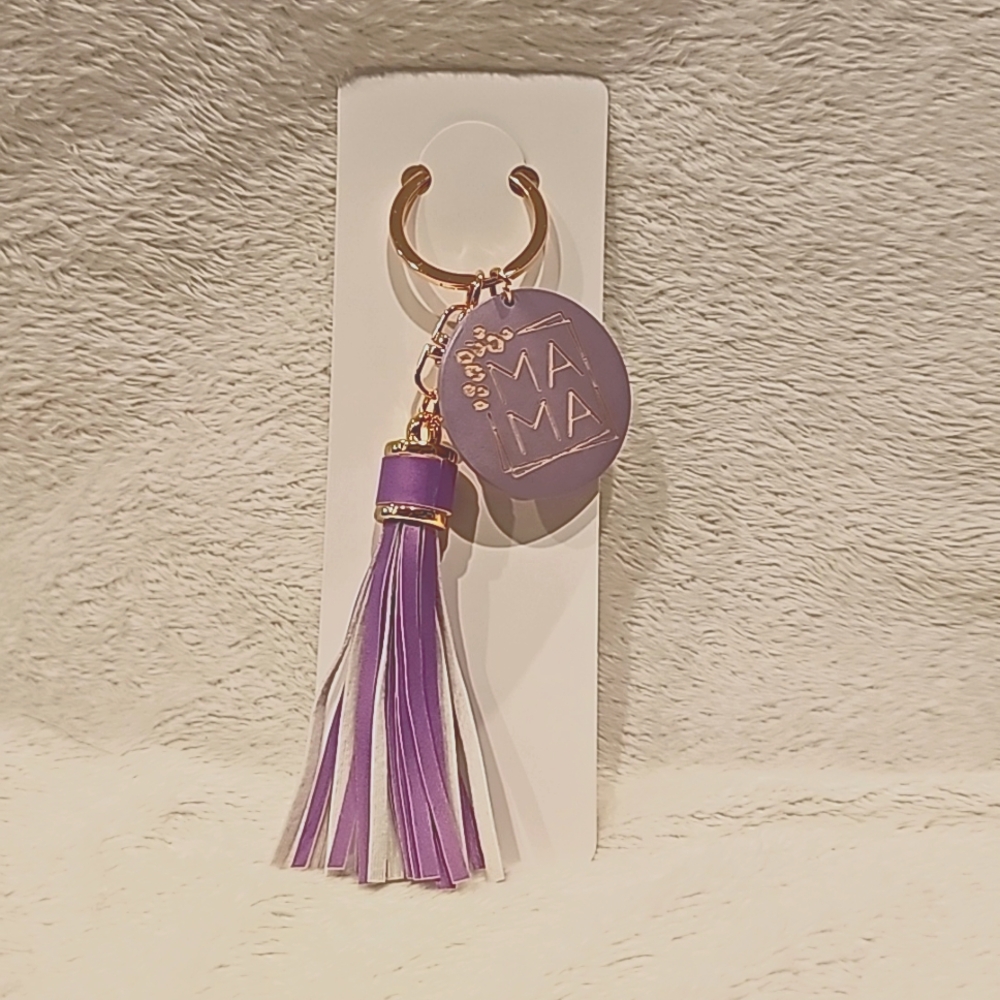 Personalized Purple “MAMA” Tassel Bag Charm & Keychain 💜✨ — “Lavender Love” - Picture 2 of 4